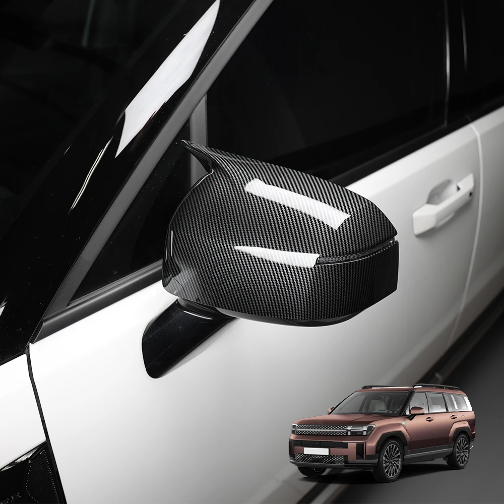 

Carbon Fiber Style Rear View Mirror Cover Horn Style ABS Rearview Mirror Shell For Hyundai Santa Fe MX5 2024 2025 LHD/RHD