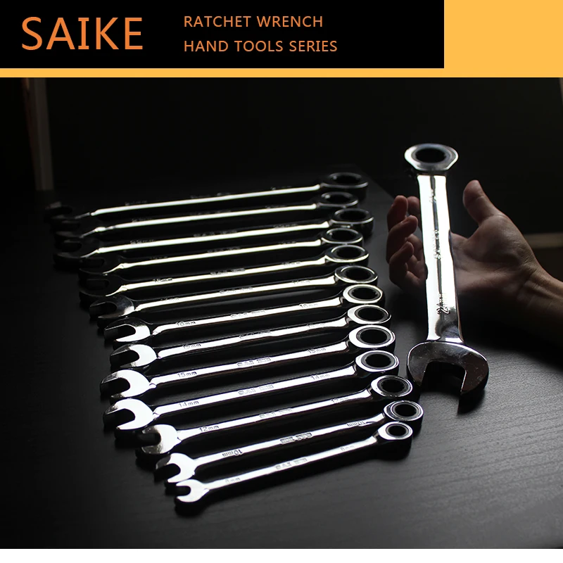 5-Piece 10,11,13,14,15 Ratchet Metric Spanner Open-End and Ring Wrenches Hand Tools Ratchet Handle Wrench for Repair Nut Tools