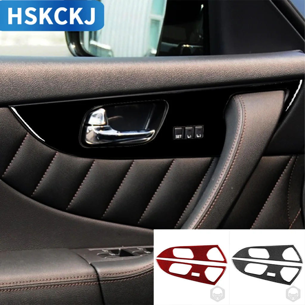 

Для Infiniti FX QX70 дверная ручка, накладка на панель, тюнинг, мягкая наклейка из настоящего углеродного волокна, аксессуары для литья салона автомобиля