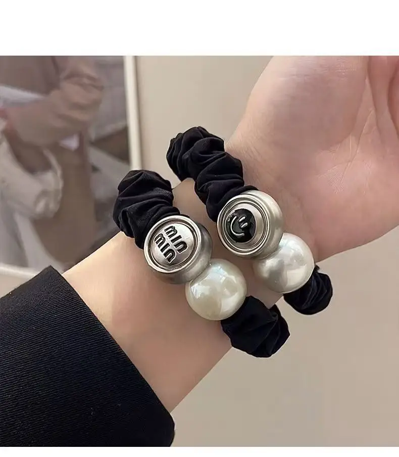 고급스러운 한국 스타일의 다용도 헤어 액세서리: 여성용 진주 머리끈, 2025년 신상 헤어 루프, 머리끈, 고무줄