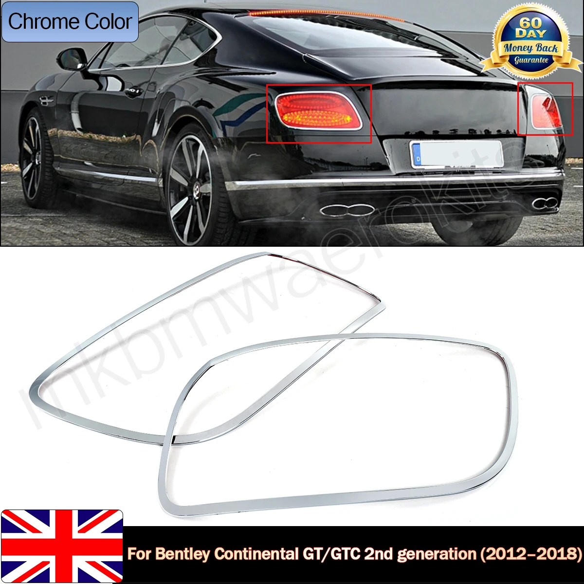 

MAGICKIT 2Pcs GT Speed Look Bright Chrome Rear Light Surrounds for Bentley Continental GT/GTC generation 2012–2018 Accessories