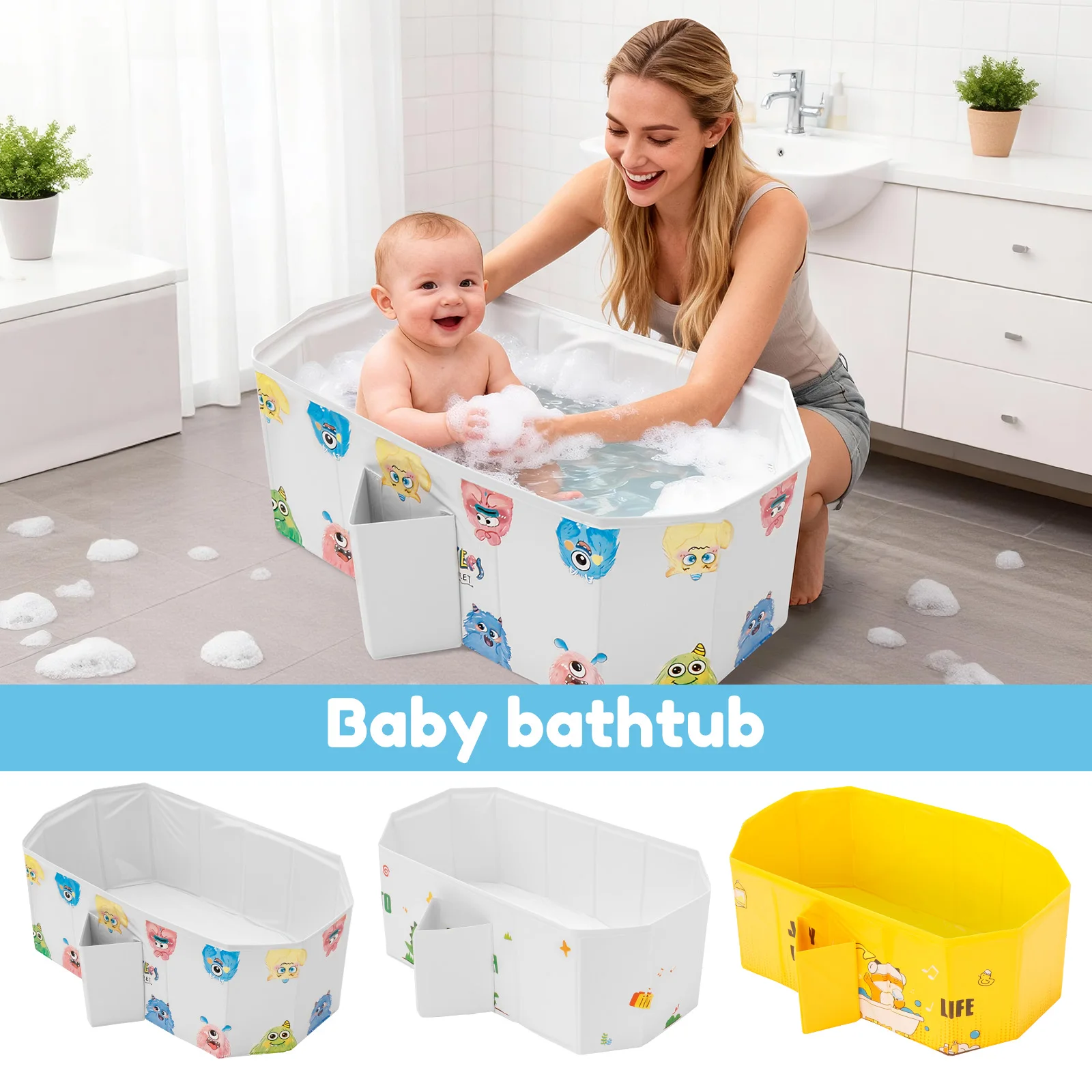 

Складная детская ванна, многофункциональная портативная ванна, большая ванна для малышей от 0 до 8 лет, подходит для путешествий и небольших помещений