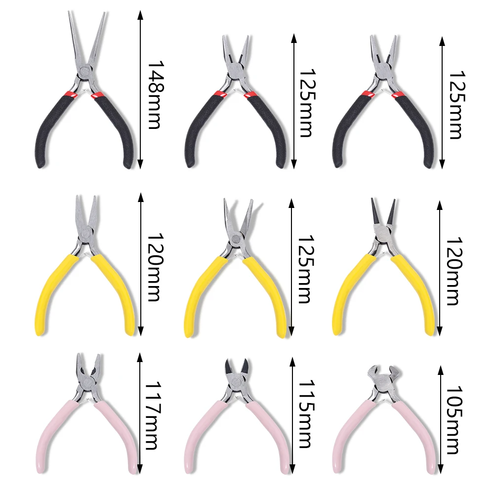 8 Pcs Jewelry Pliers Tools & Equipment Kit Long Needle Round Nose Cutting Wire Pliers For DIY Jewelry Making Tool Accessories