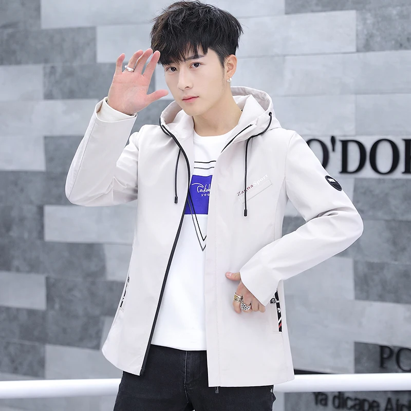 

Мужская повседневная куртка свободного кроя с капюшоном, модная рабочая одежда из полиэстера, с длинными рукавами, на молнии, не мнется