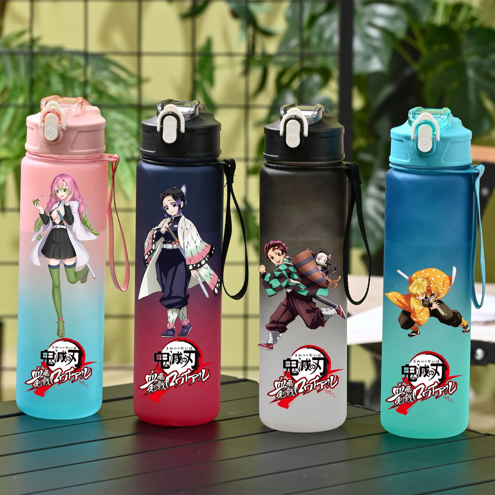 

800ml Demon Slayer: Kimetsu No Yaiba Straw Water Cup Kamado Tanjiro Nezuko Cartoon Water Bottles BPA Free Drink Bottles Cup