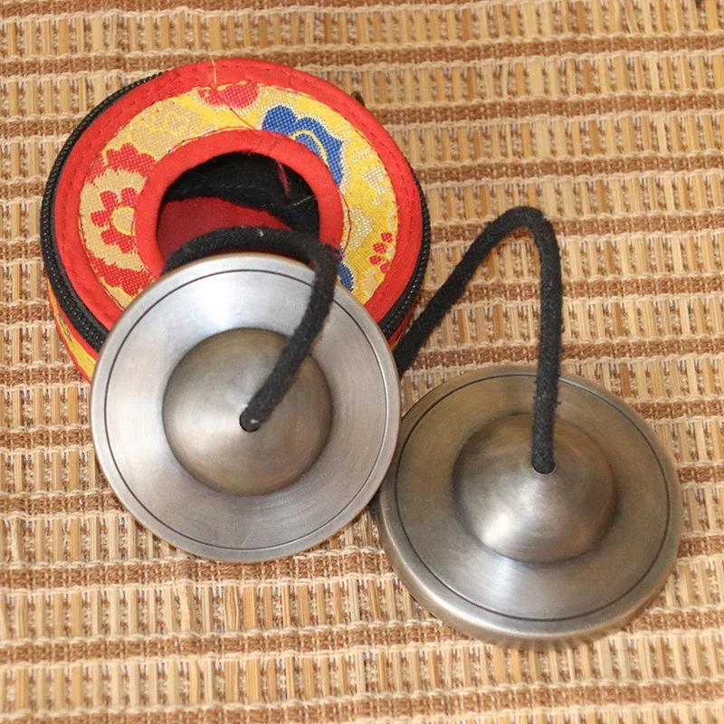 Nepal Tinkle Bell Handmade Bass Cymbals Tingsha Bells with Bag Meditation Tools Buddhist Supplies Tantric Orff Instruments Gifts