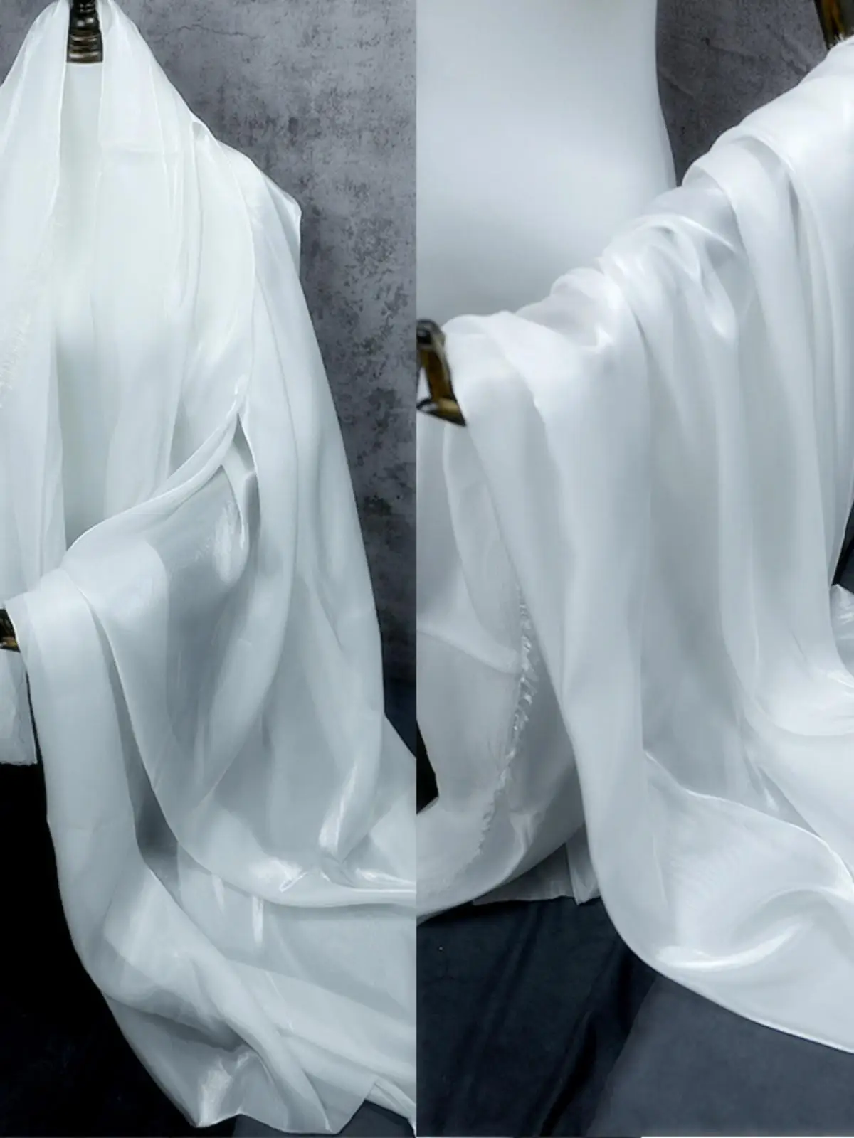 

High End Water Gloss Glass Yarn Solid Color Black White Organza Fabric Silk Gloss Mesh for Wedding Dress Skirt Making