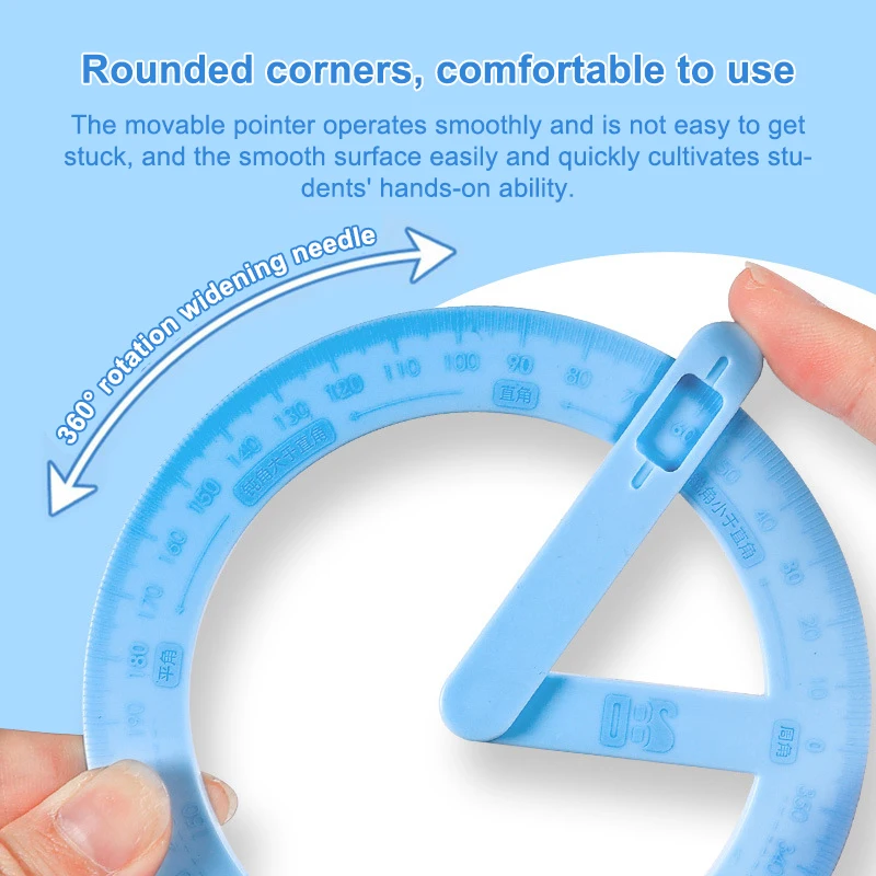 1PC 360 Degree Activity Protractor Right Angle And Acute Drawing Stationery Student Angle Reader Teaching Aids