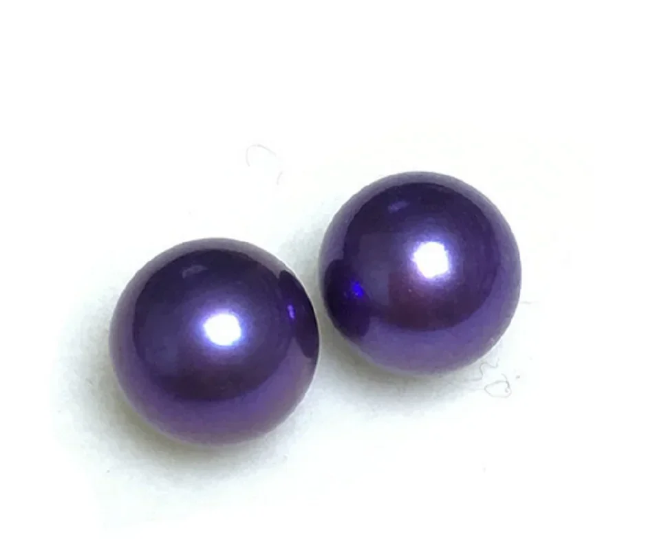 Pair 13-14mm Purple Lavender Round Loose Pearl Undrill Women Wedding Party Jewelry Accessories Necklace Earring Ring Bracelet