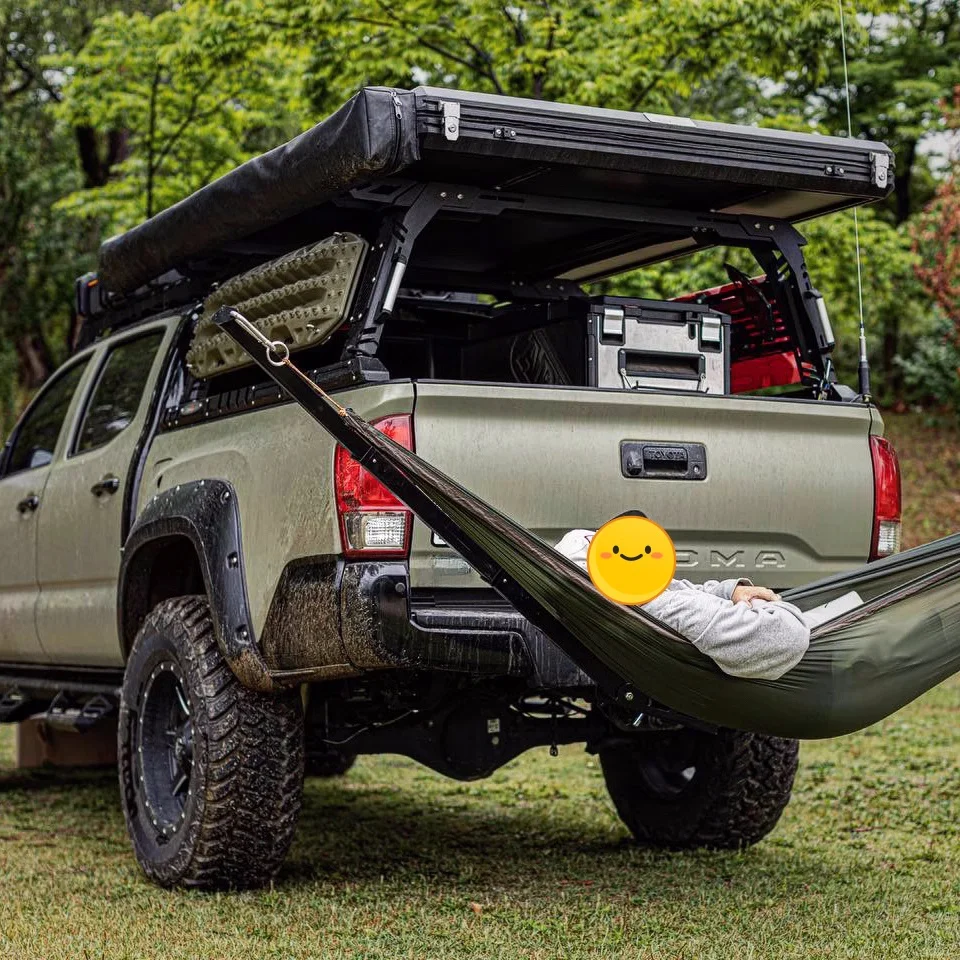 2024 Portable Two-Person Nylon Swing Hammock Hot Sale Steel Fabric For Outdoor Camping Car Offroad Travel Hitch Mounted Hanging