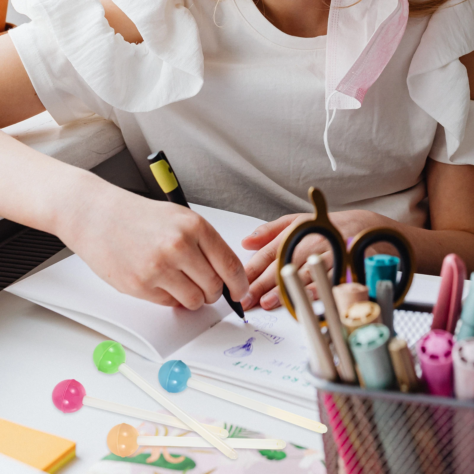 

6pcs Lollipop Pen Cute Cartoon Gel Ink Pens Smooth Writing For School Office Stationery Gift Student Party Decor Bulk Writing