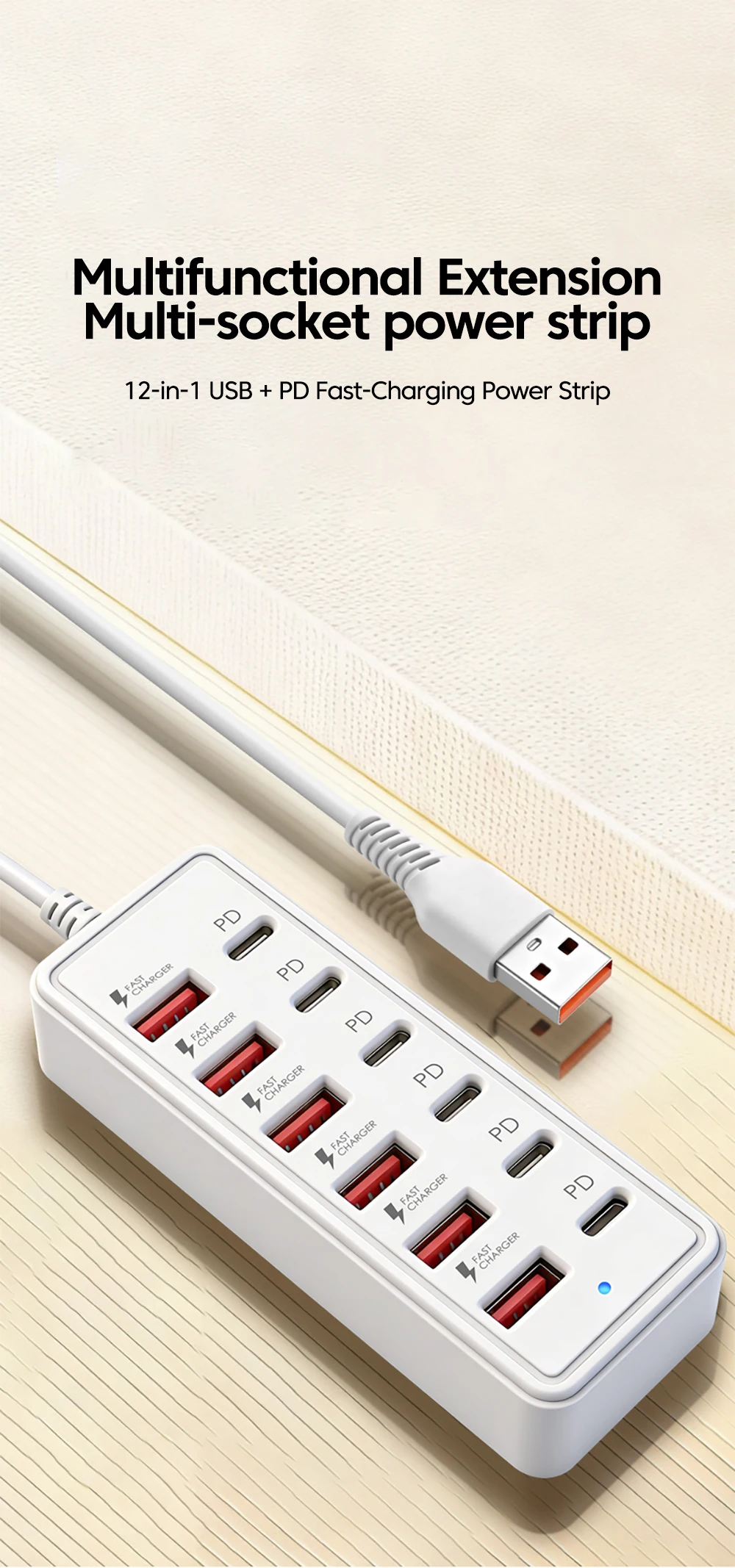 Elough 6 USB 6 PD HUB 2.0 Multi-Splitter Typ C USB 2.0 Erweiterungsadapter für PC Computer 1,2M Verlängerungskabel – Detail 1