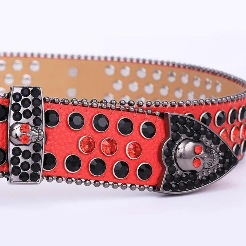 39BD Women Belts with Head Skull Buckle Light Luxury All-match Waistband