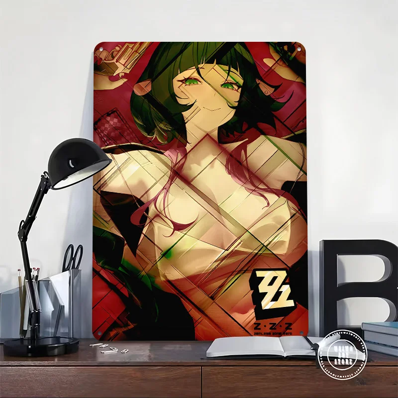 Zenless Zone Zero Character Illustration Personalized 3D Textured Metal Poster Wall Art Tinplate Sign for Vintage Decor Room