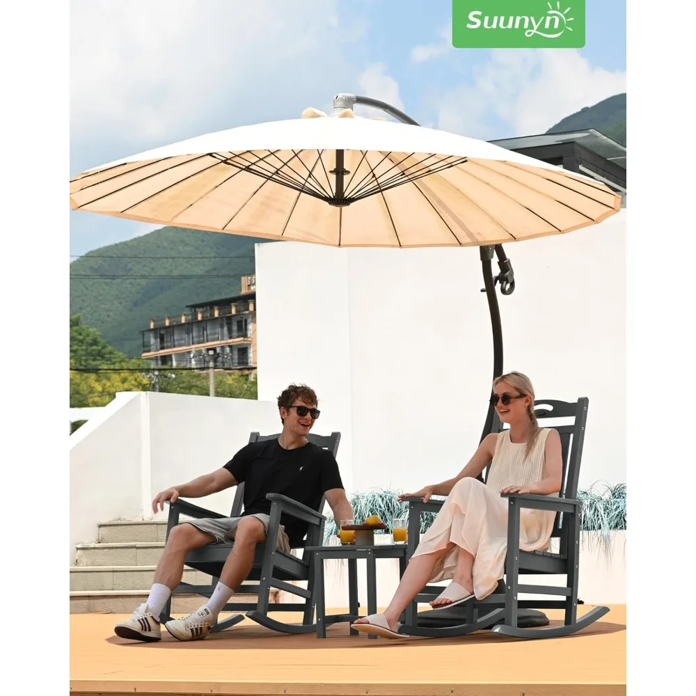 كرسي هزاز كبير الحجم للاستخدام الخارجي، كرسي هزاز للشرفة عالي الظهر، كراسي هزازة مقاومة لجميع الأحوال الجوية HDPE للفناء، 380 رطل