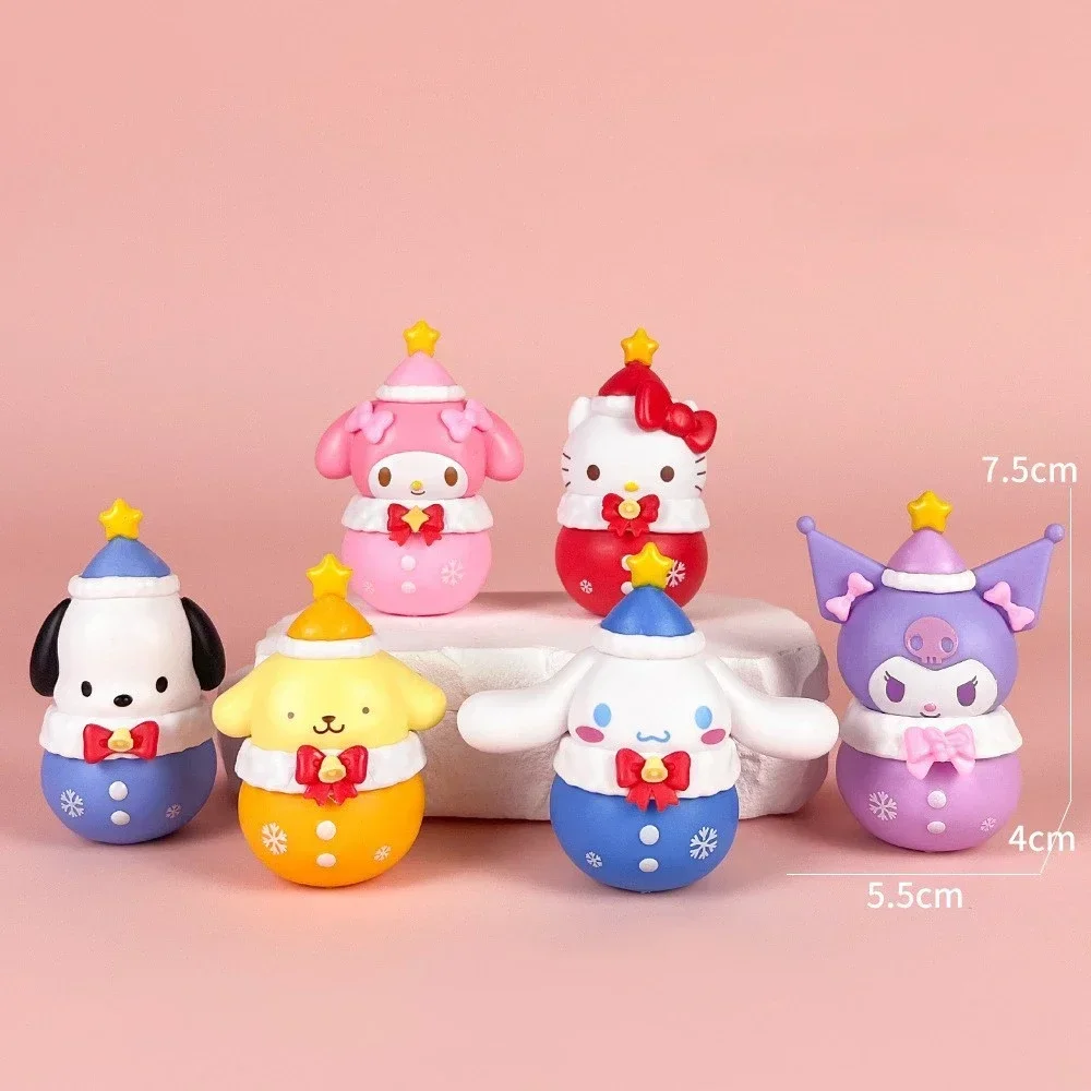 Caja ciega Sanrio de 6 piezas, Serie de campanas de agua de invierno, figura sorpresa de moda, adorno de campana, colgante, decoración, regalo de vacaciones de Navidad