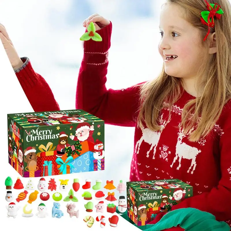 Squeeze Toy Small Christmas Theme Sensory Stress Ball Christmas Play Figure Set Soft Sensory Stress Toy For Holiday Birthday