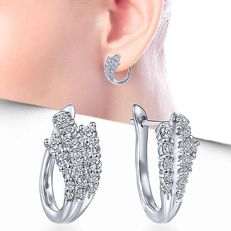 Huitan Mode abgestimmte Creolen u Form exquisite Frauen Ohr Accessoires Hochzeits feier Luxus Zirkonia Schmuck Geschenk