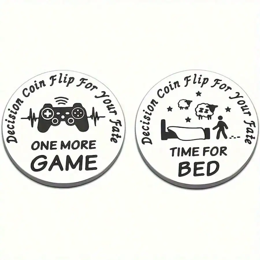 1pc Double Sided Engraved Decision Coin Stainless Steel Stocking Stuffers Pocket Hug Token For Keychain Pendant For Gamers Players Funny Decision Gifts Creative Birthday Present Car Accessories Bag Charm Backpack For School Letter Cute Goth Y2k
