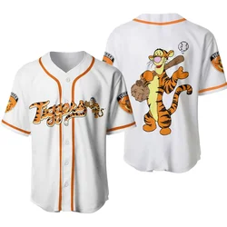 Togger White Yellow Disney Baseball Jersey Tigger Winnie The Pooh Black Orange Disney Unisex Cartoon Graphic abiti Casual Cust