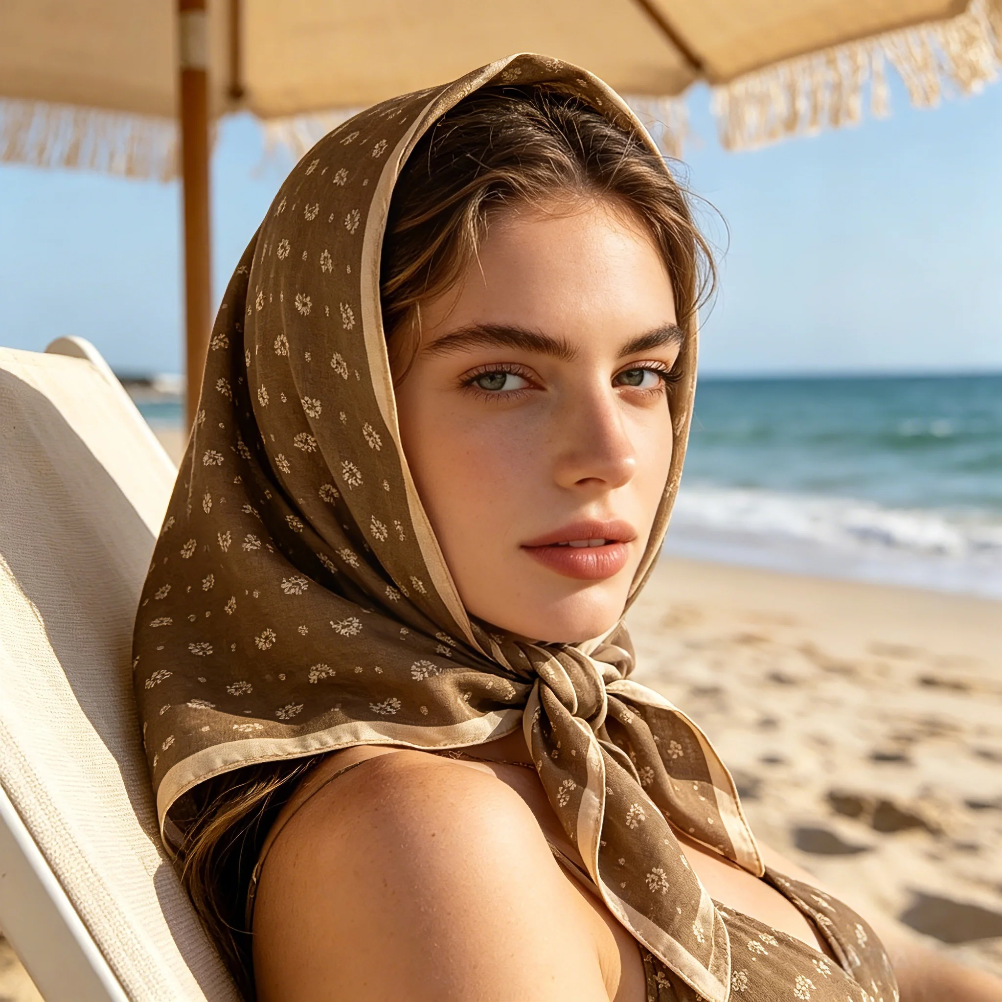 2026 New Paisley Print Women's Scarf Bandana Headband Vintage Luxury Summer Beach Square Handkerchief Bohemia Girl Accessories