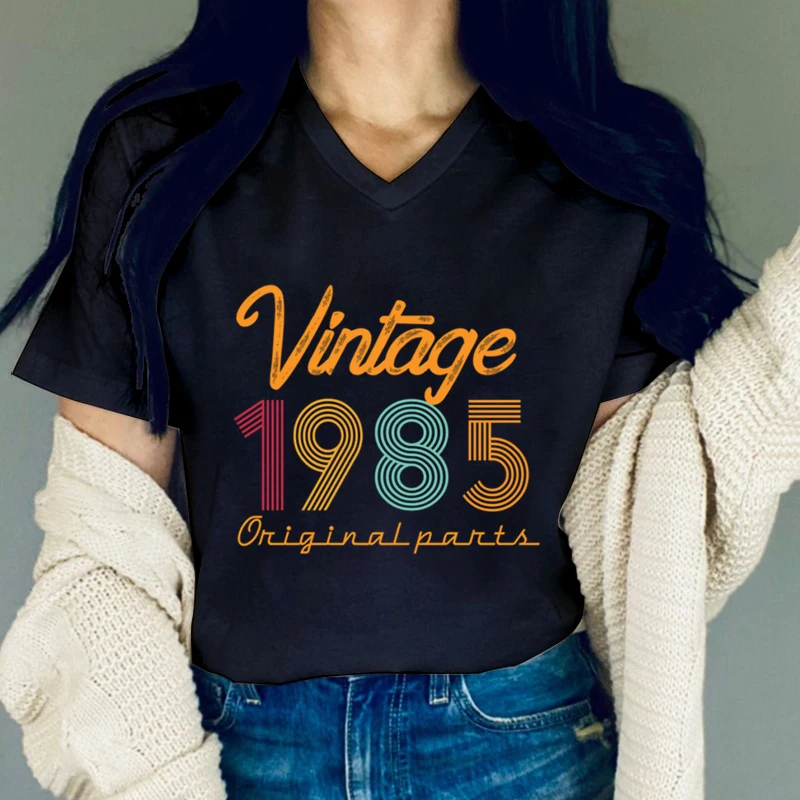 Vintage 1985 Original Parts Graphic Tops Tees 39th Birthday Gift Women Born 1985 Summer Classic T-shirt Women's Clothing Sales