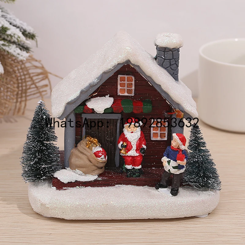

XL Christmas Christmas House Crafts Glowing Resin Arrangement Desktop Train Ornaments