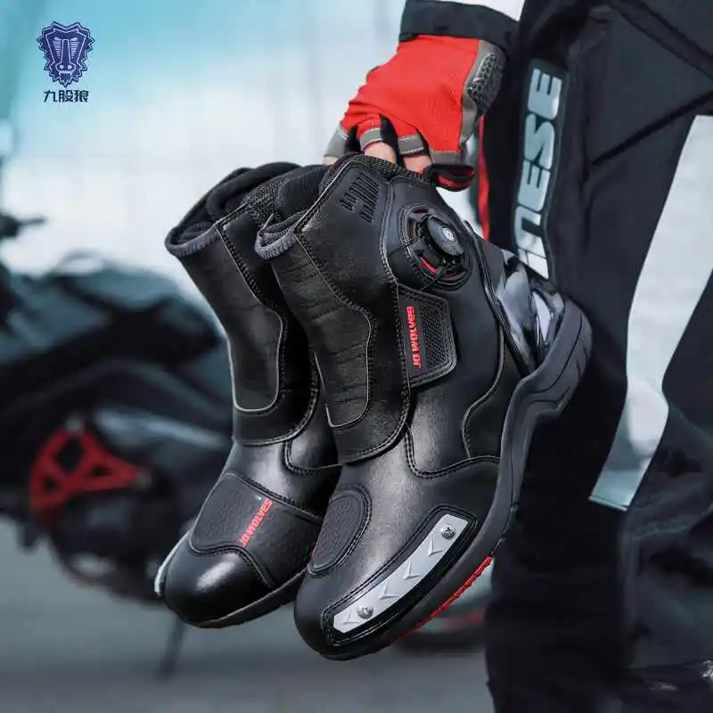 

37-47 Motorcycle Boots Waterproof Motorbiker Riding Shoes Motorboats Off-road Touring Motocross Boots Motorcyclist Shoes