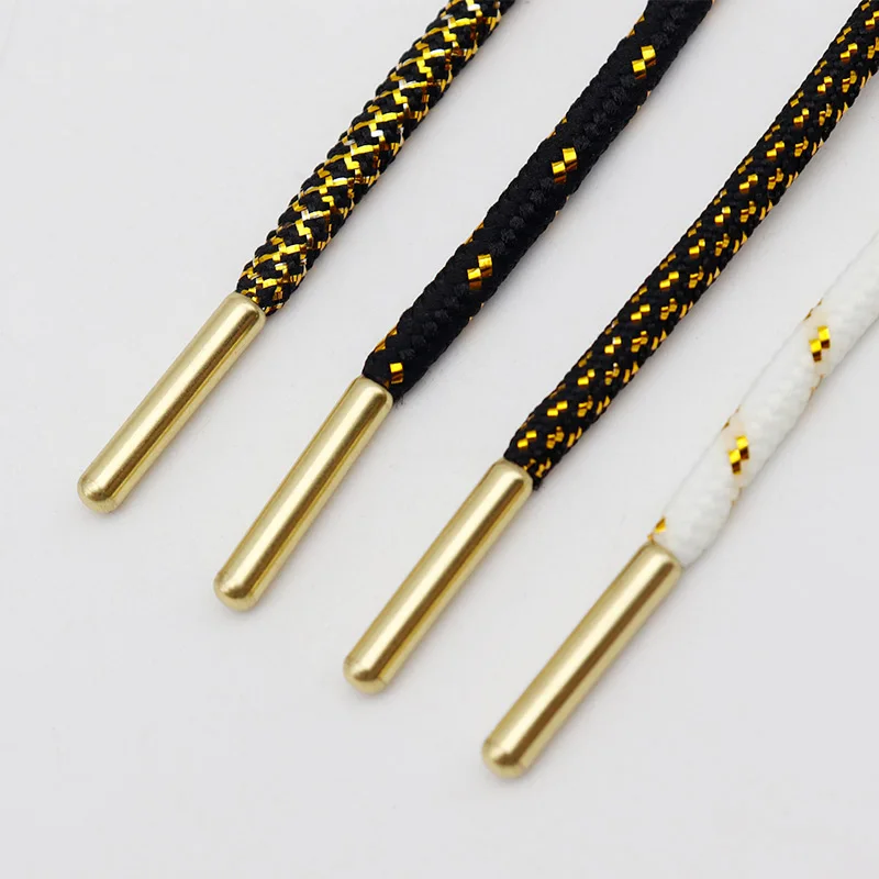 Weiou Lace And Golden Metal Aglets Installed 4.5MM Sport Canvas Boot String Metallic Round Tape 60-100Cm Children Shoe Accessory