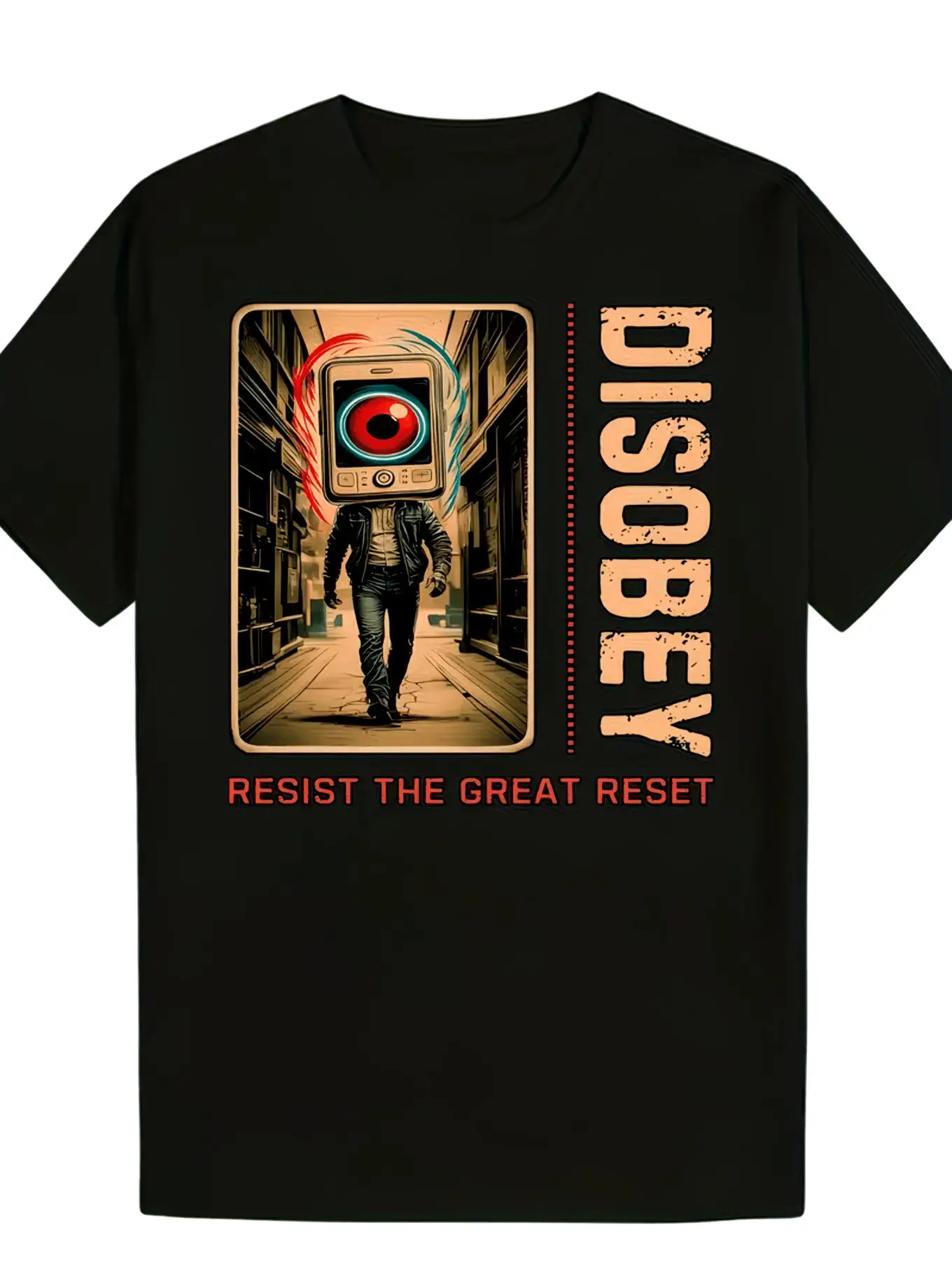1 T-Shirt, with Disobey Resist The Great Reset Print, Soft And Comfortable, Perfect for All Seasons, Suitable for Outgoing, Running, Gym, Casual Wear And Street Wear, Gift for Family And Friends