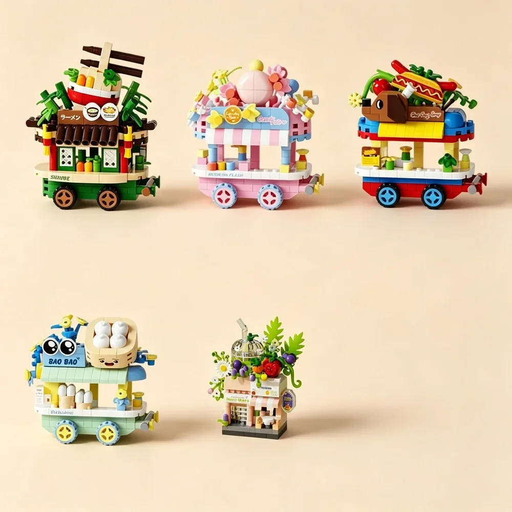 Mini Mini Building Blocks Set Burger Juice Food Cart Street View Small Particle Assembly Model Kit Puzzle Stress Relief Desk Display - Aliexpress Deal