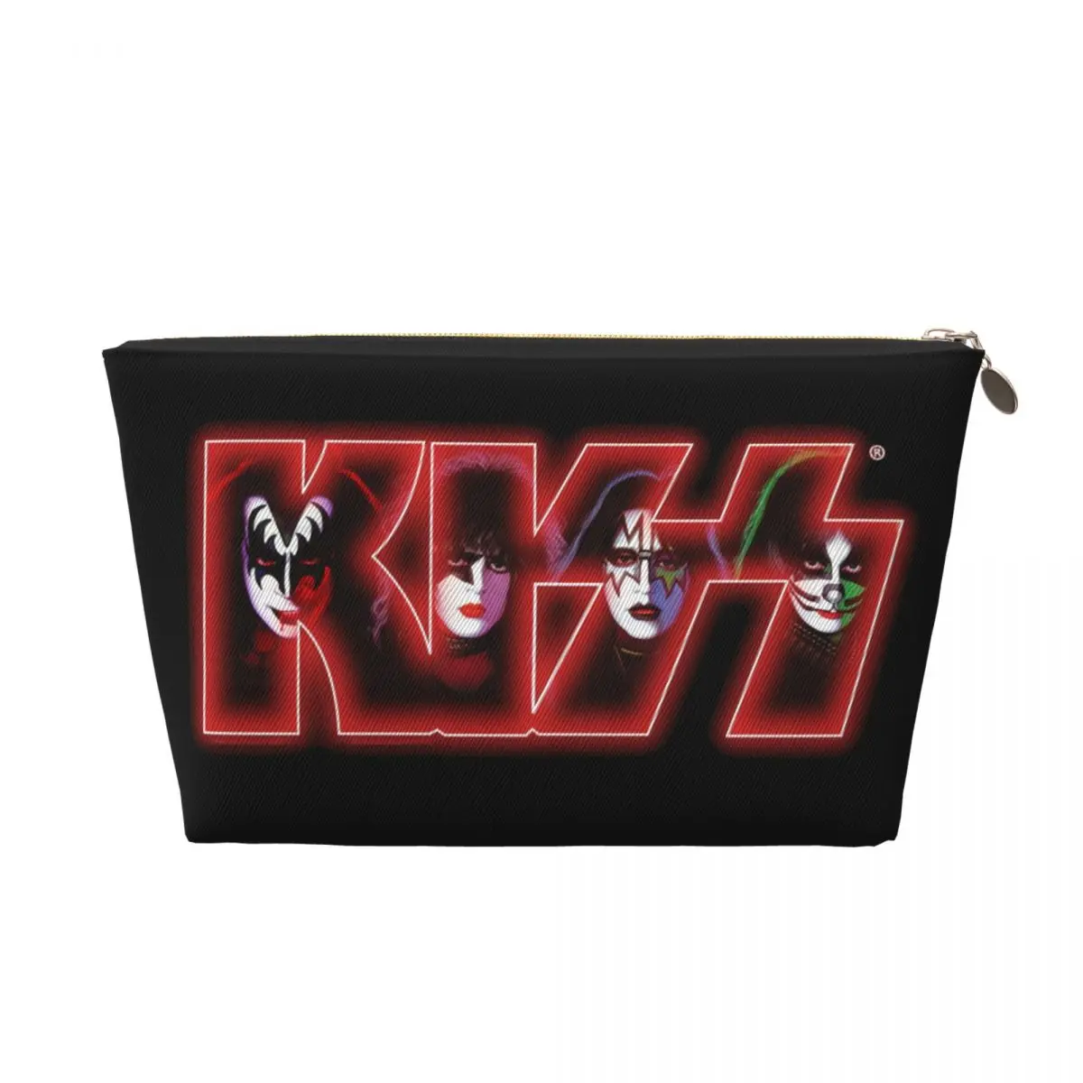 Custom Kiss Band Logo Toiletry Bag for Women Kiss Rock Metal Band Cosmetic Makeup Organizer Ladies Beauty Storage Dopp Kit Box