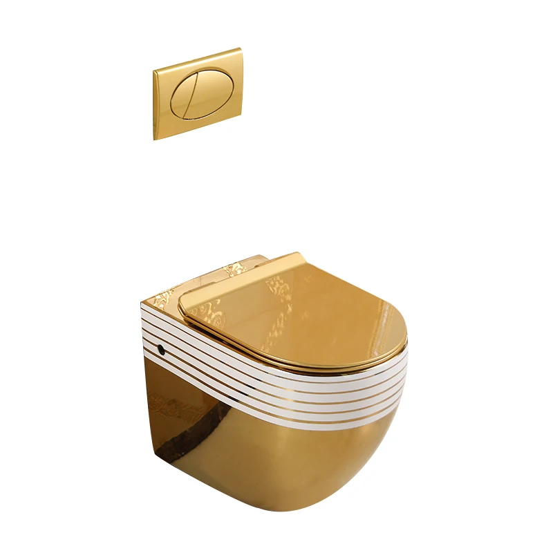 

Настенный золотой унитаз для небольшой квартиры, подвесной цветной настенный скрытый встроенный унитаз