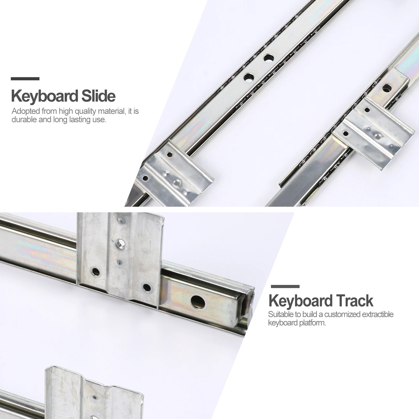 

1 Pair Heavy Duty Drawer Slide Rail Smooth Silent Ball Bearings Custom Extendable Tray Durable Steel Keyboard Track Drawer Rail
