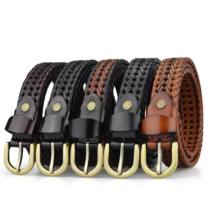 New Women's Braided Belt Deluxe Genuine Leather Cow Belt Hand Knitting Jeans Accessories Designer Brand Belt 2.8cm