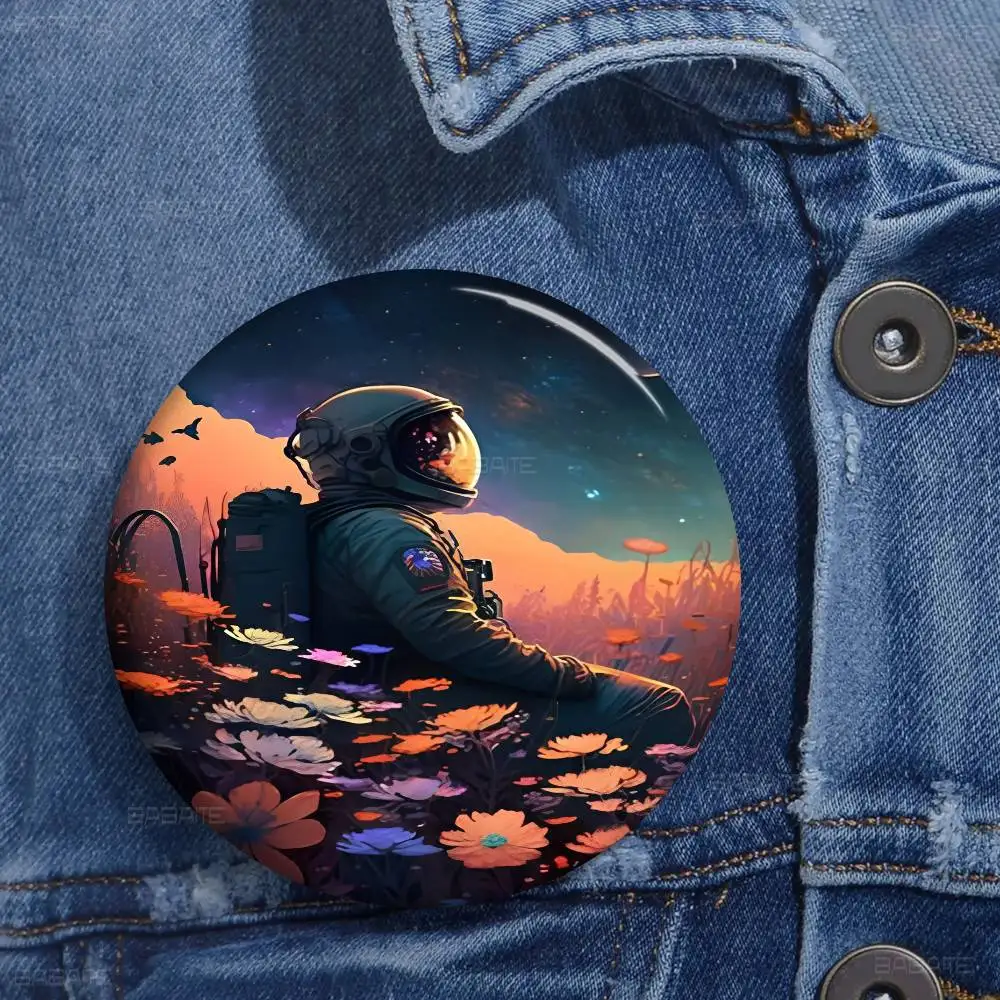 Japanese Fantasy Space Astronaut  Tinplate Soft Button Pin Brooch Metal Badge Custom Jewelry Accessories Hat Bag Lapel