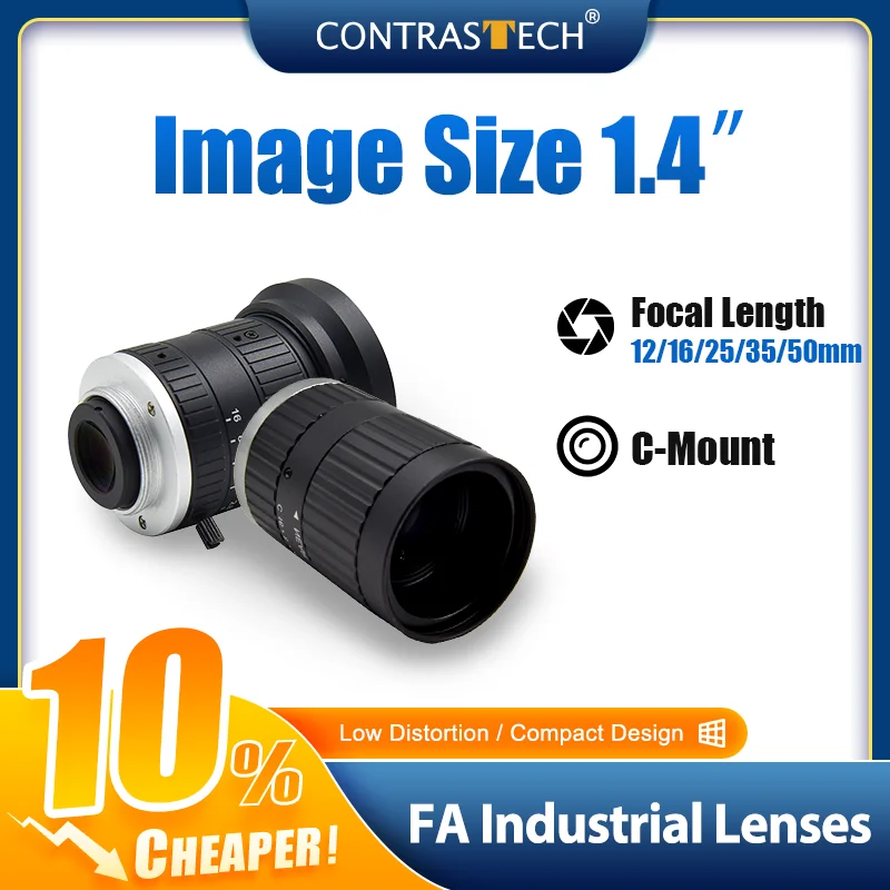 

1.4" 45MP High Resolution 12mm-50mm FA Fixed Optics MPT Industrial Lens for Image Inspection Contrastech