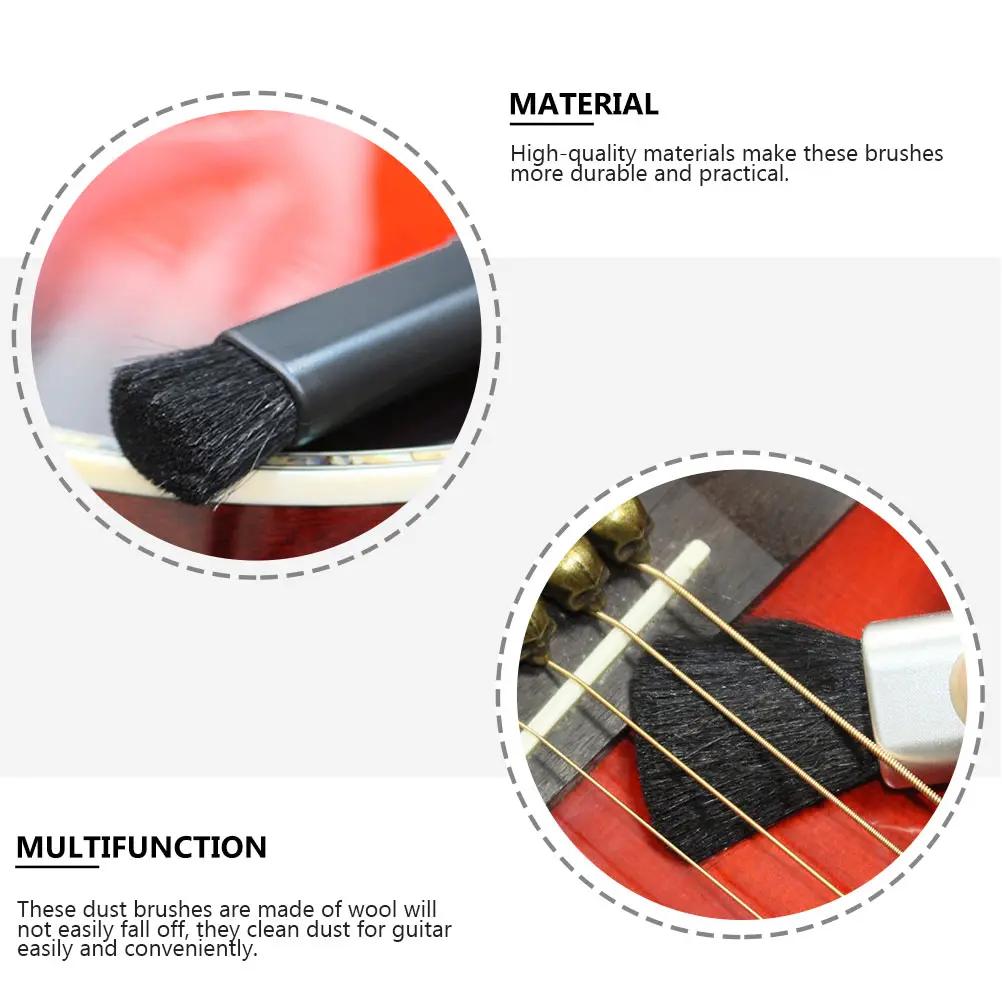 

2Pcs Cleaning Brushes Retractable Dusting Tools for Guitar Piano Ukulele Fretboard Cleaner Wool Brush Set Portable
