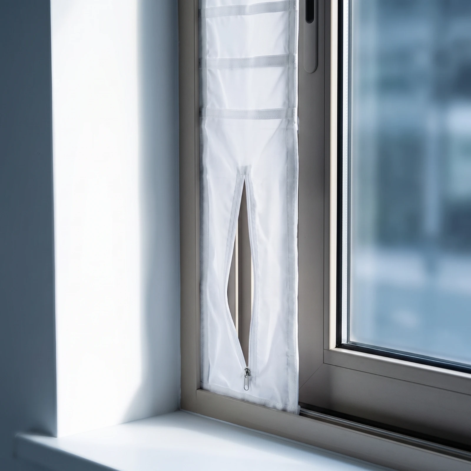 Portable Air Conditioner Window Seal Cloth Portable Air Conditioner Window Kit Sealing Curtain with Zipper White No Drilling
