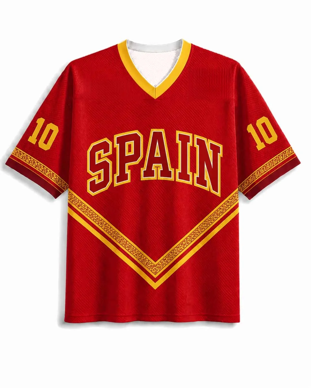 2026 Spain Loose Plus Size # 10 # V-neck Men's and Women's Outdoor Sports and Leisure Quick Drying Printed Short Sleeved T-shirt