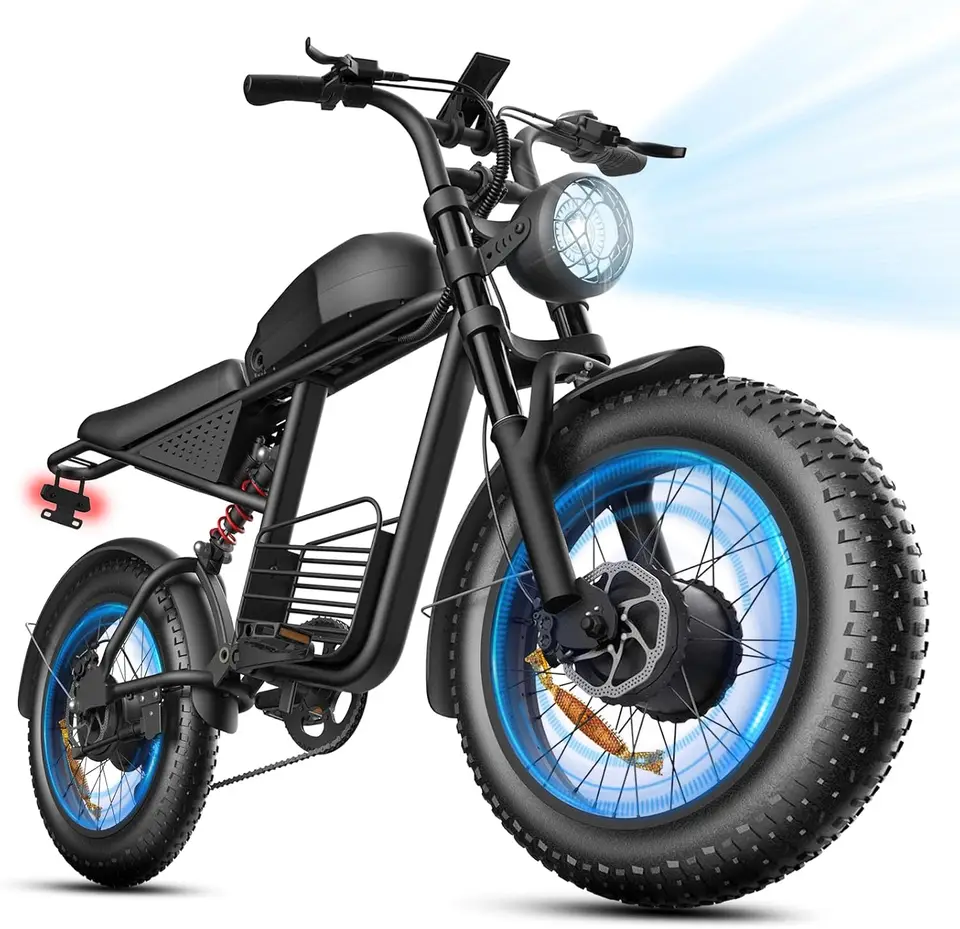 Electric Bike for Adults, 48V1600W/3000W Dual Peak Motor, 35-38 mph Top Speed, Max 50-60Miles,20"×4.0" Fat Tires, 7-Speed Shiman image 1