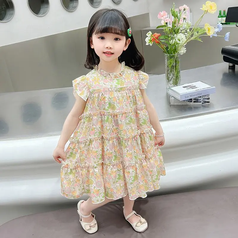 1-11Years Toddler Baby Summer Floral Dress Children Lace Collar Print Princess Drsses for Girls Infant Kids Outfits Clothing 8 9 image 5