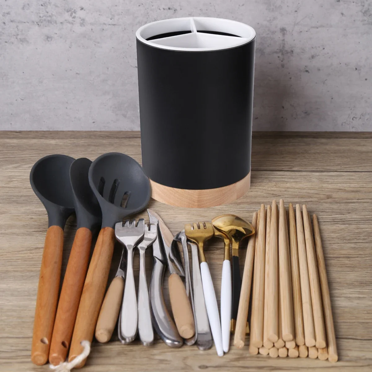 

Kitchen utensil stand cutlery tray draining rack dish storage bucket, plastic desk organizer chopsticks spoon storage rack, deta