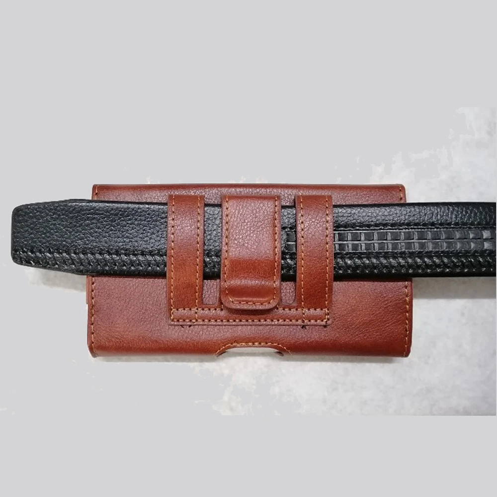 PU Leather Universal Phone Pouch 4.7-6.5 Inches Sewing Process Mobile Phone Waist Bags Universal Simple Phone Belt Clip Cover