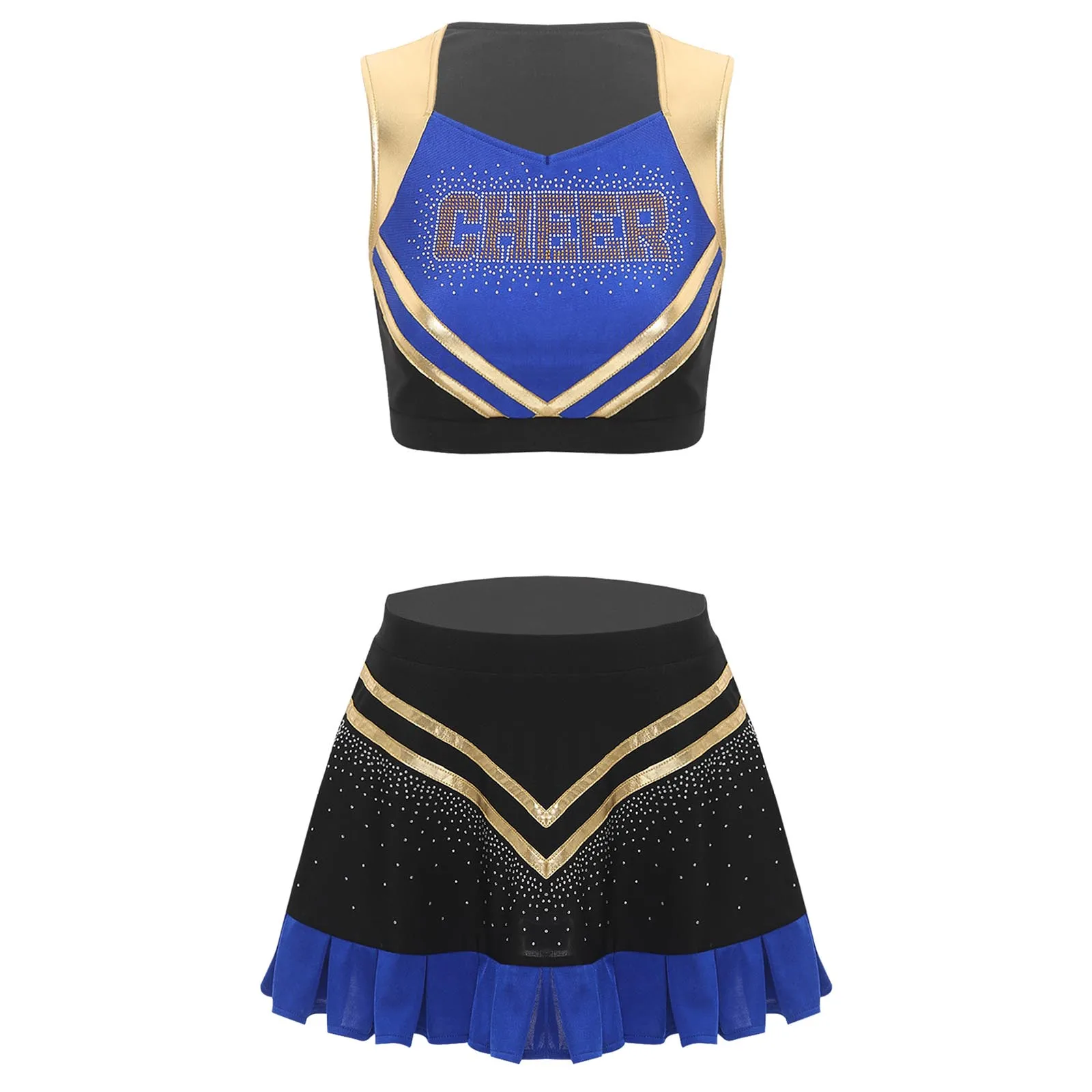 Sexy Cheerleader Costume Outfits Halloween Women School Girl Cosplay Cheerleading Uniform Crop Top+Mini Pleated Skirt Dance Set