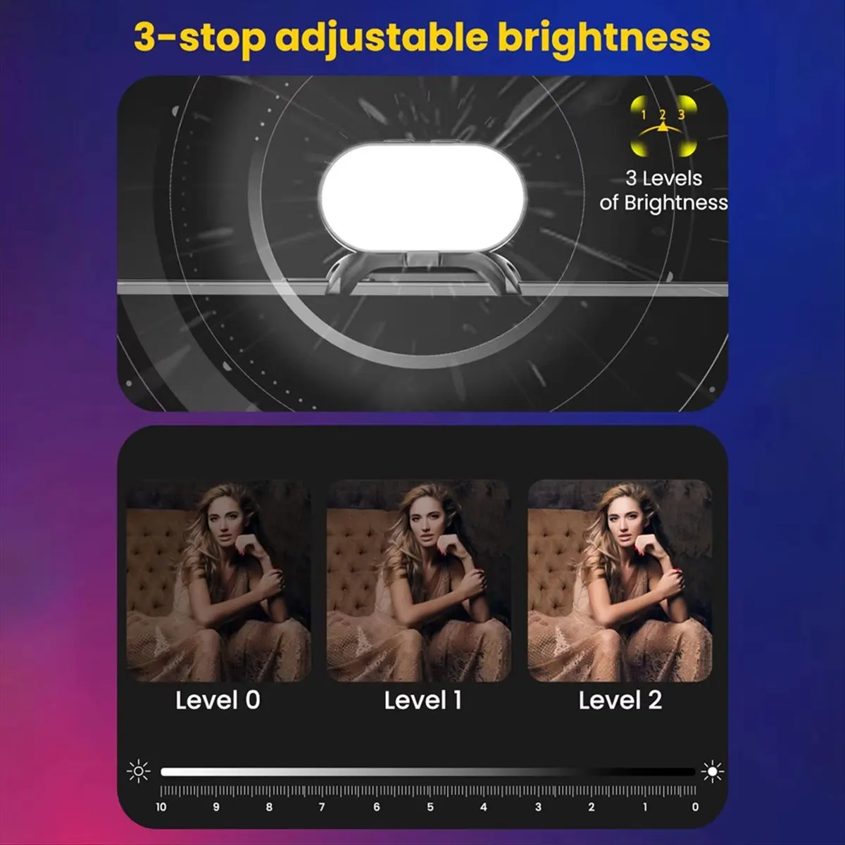 ضوء ملء مغناطيسي RGB لتصوير الفيديو Gimbal LED 3-Speed 7-Color قابل للتعديل تأثير الضوء #3