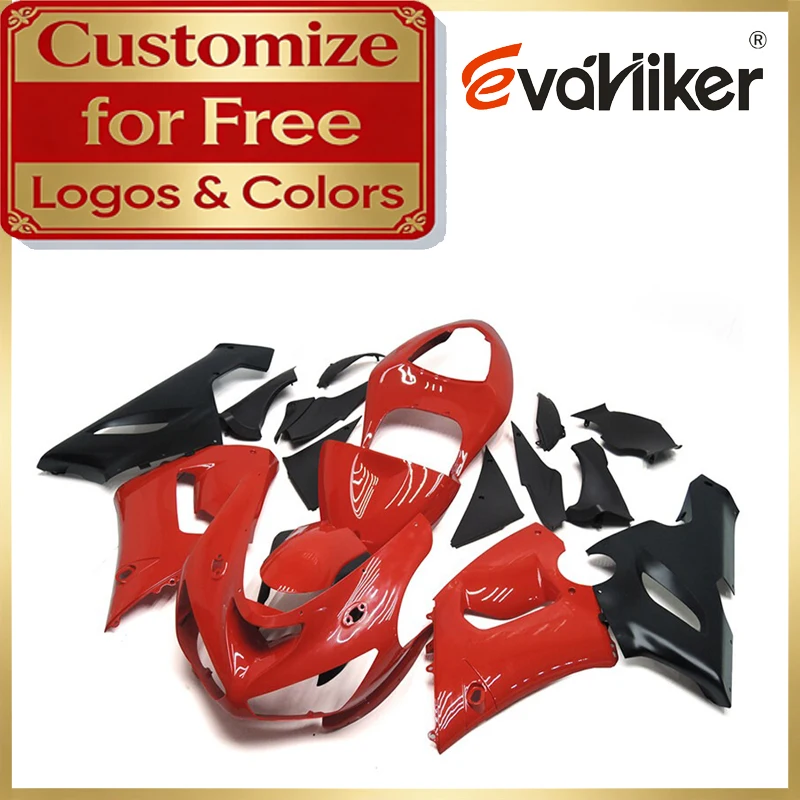 

Комплект обтекателей для мотоцикла, изготовленный методом литья под давлением, для Kawasaki ZX636 2005-2006, красно-черный, ZX6R 05-06, комплект обвеса, настраиваемые цвета и графика