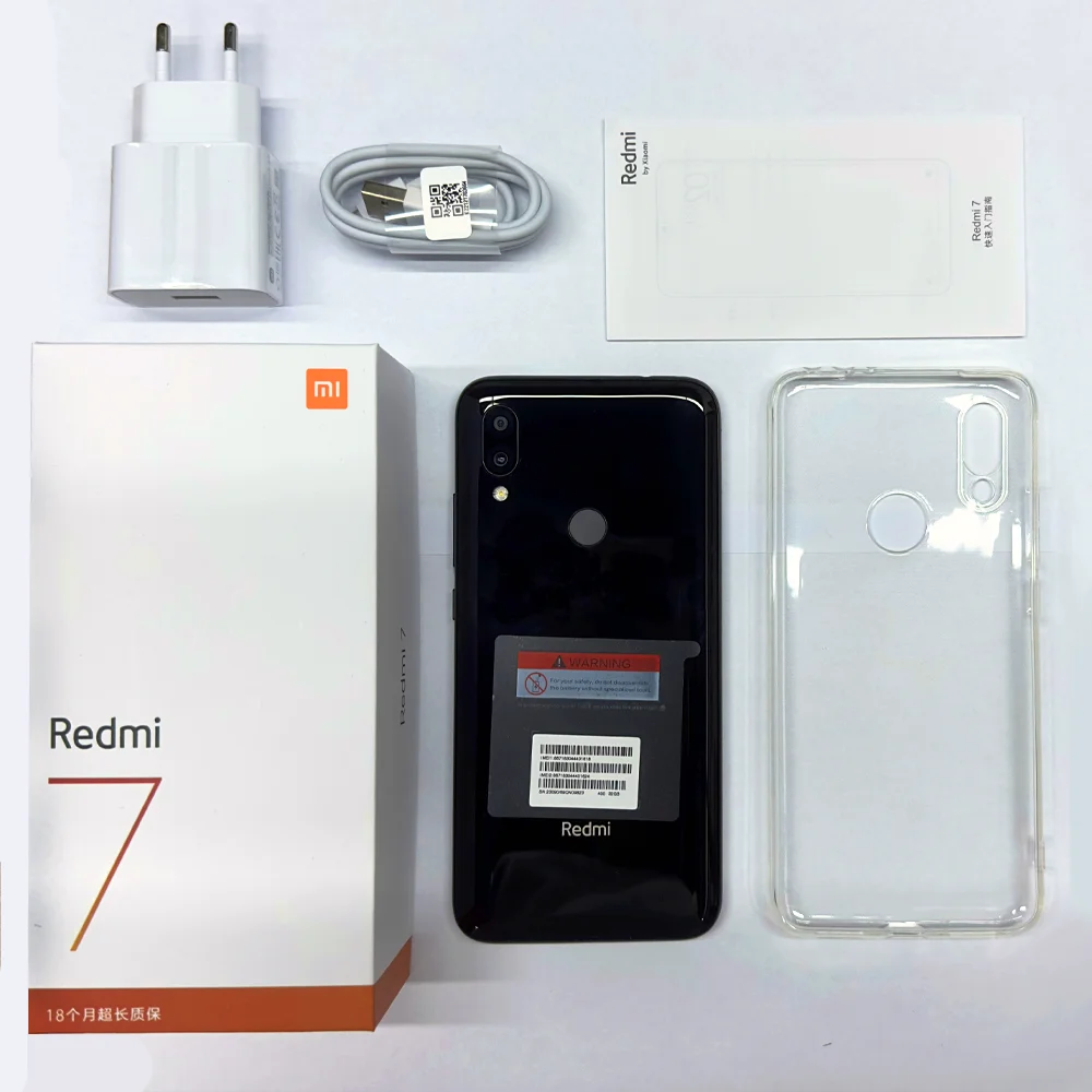 Ponsel Android Xiaomi Redmi 7, dengan casing, SIM ganda, Solt, ponsel Android, kamera ganda