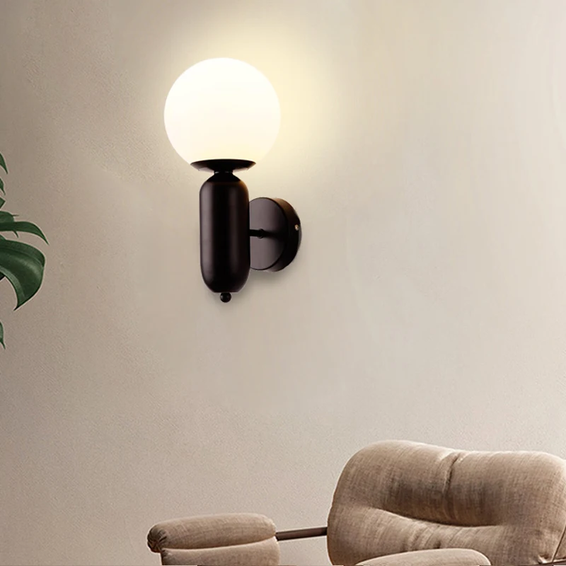 Imagem -02 - Luxo Ouro Vidro Bola Lâmpadas de Parede Home Decor Sala Quarto Cabeceira Corredor Escada Luminária Interior Led Wall Light