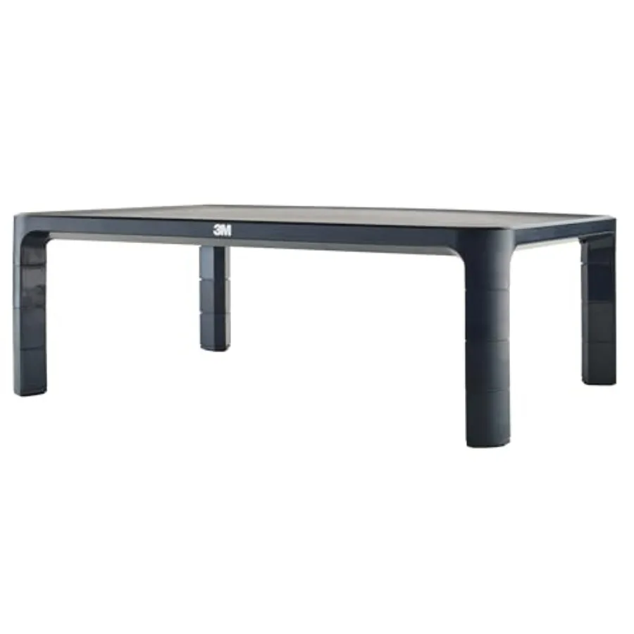 Adjustable Monitor Stand for Monitors and Laptops with Three Leg Segments Black Height Adjustable from 1.7 to 5.5 Holds up to 2